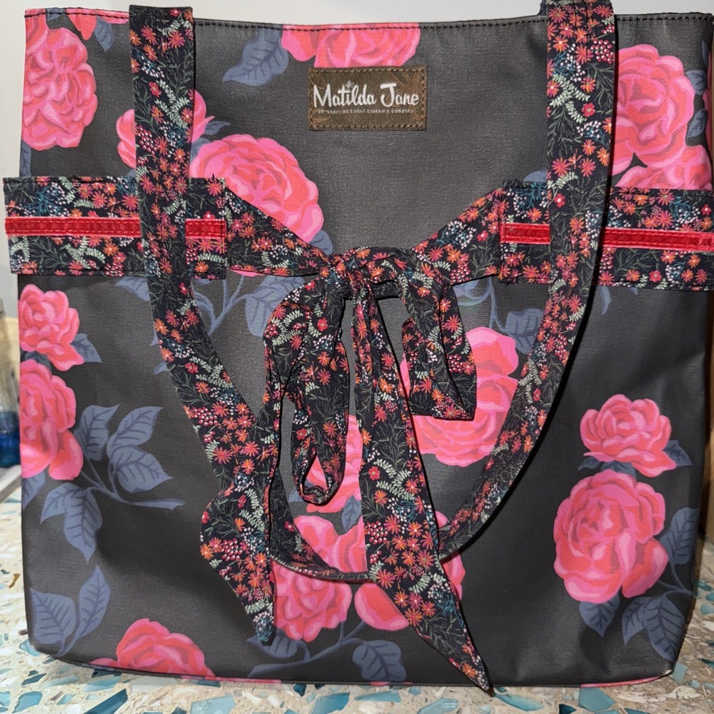 Matilda Jane Tote Heart Strings Floral Purse Diaper Bag Rose